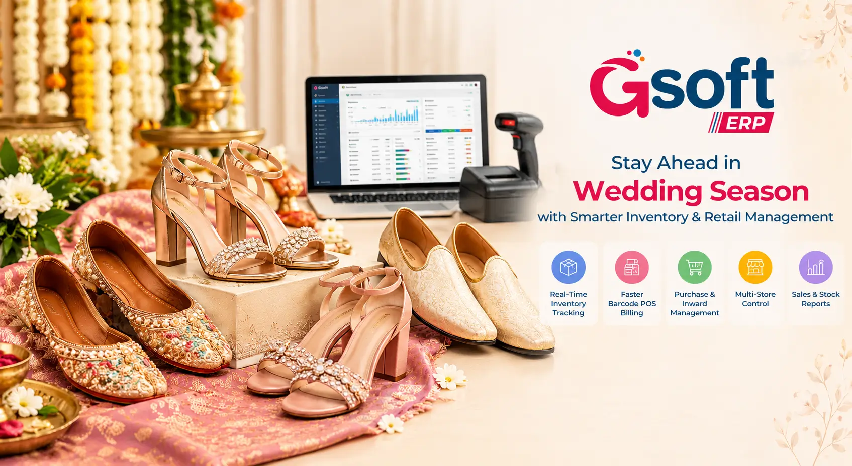 Wedding season footwear trends with GSoft ERP inventory management and retail billing solutions
